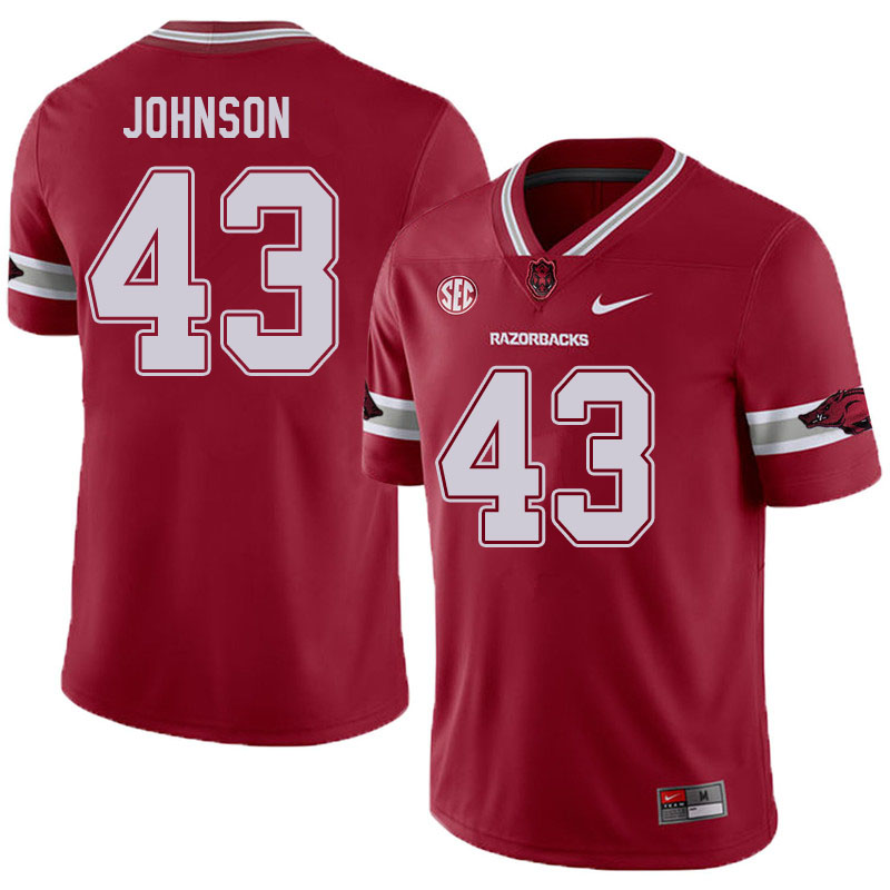 Men #43 Cedric Johnson Arkansas Razorbacks College Football Jerseys Sale-Alternate